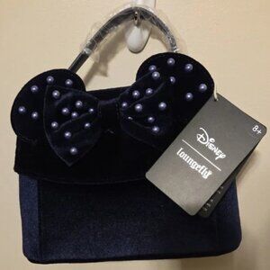 NWT Loungefly Crushed Navy Velvet Disney Minnie Mouse Navy Blue Crossbody
